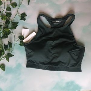 Outdoor Voices Tech Sweat Crop Top in Evergreen